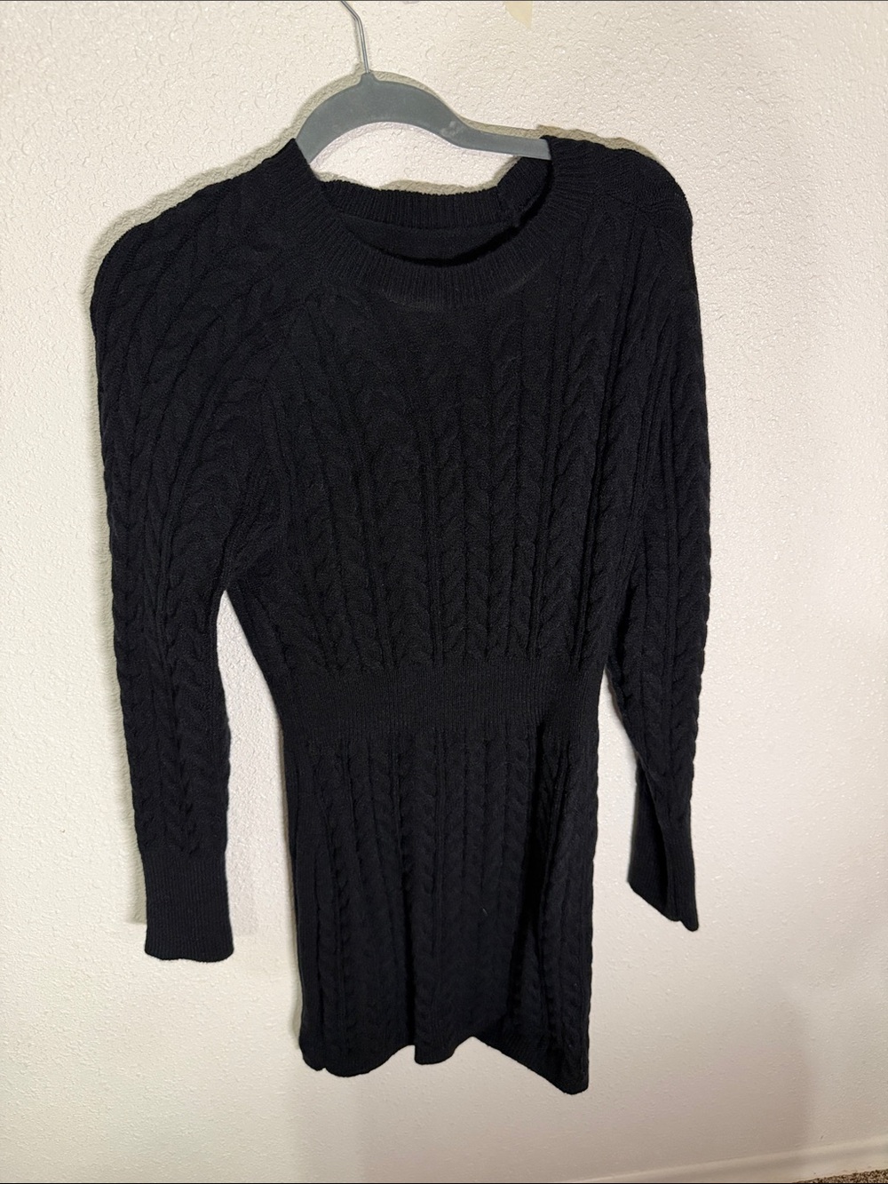 Black Cable Knit Women's Sweater Dress